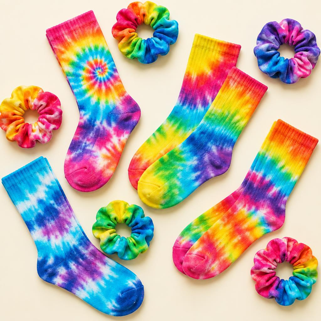 Tie dye socks and scrunchies