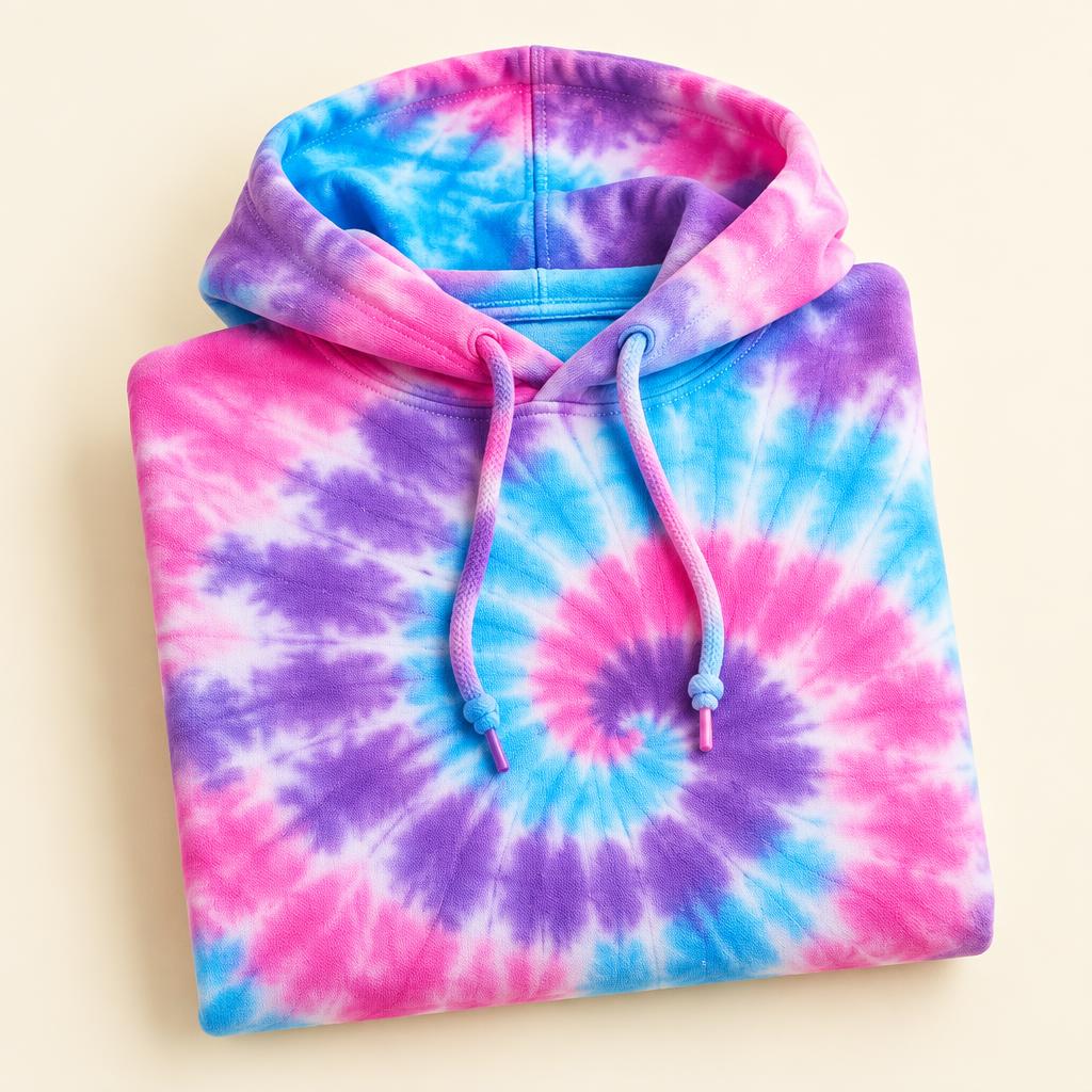 Pink, purple and blue tie dye hoodie