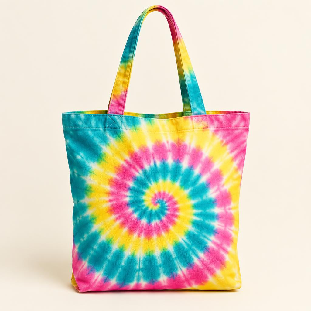 Rainbow spiral tie dye tote bag